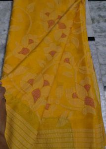 Vibrant Yellow Floral Saree