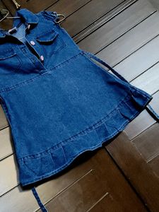 Pingpong Blue Cute Denim Dress for Girls
