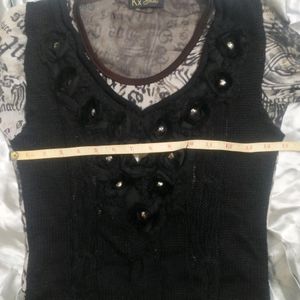 Designer Top With Attached Sweater On Front