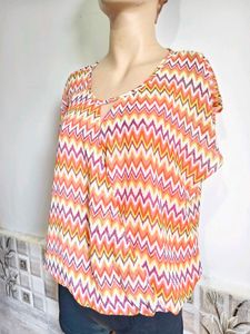Vibrant Chevron Print Blouse 40"-42" Size L-XL