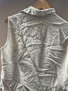 Embroidered Sleeveless Button-Up Shirt