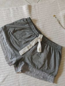 Cozy Striped Pajama Shorts with Lace Trim