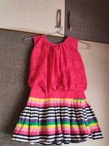 Bright Pink &amp; Rainbow Striped Dress