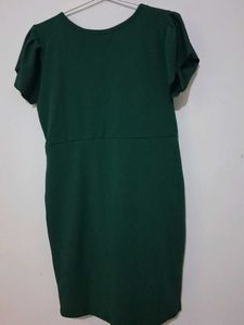 Elegant Emerald Green Puff Sleeve Dress