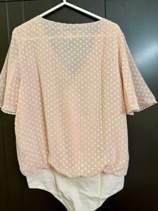 Semi Sheer Swiss Dot Bodysuit Top