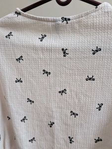 Cute Bow Print Cropped Top
