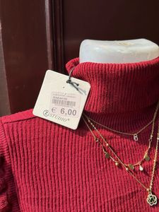 Chic Red Turtleneck Ruffle Sleeve Top