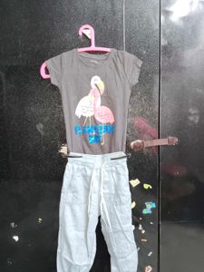 Cute Flamingo T-Shirt &amp; Pants Set