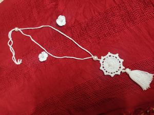 Crochet Mala And Earrings
