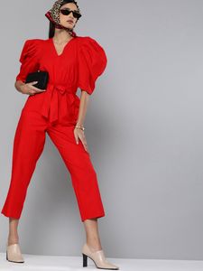 Sassafras Red Tapered Leg Jumpsuit
