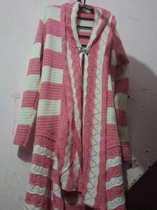 Pink & White Striped Cardigan
