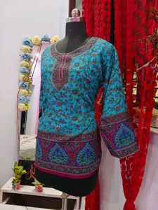 Beautiful Teal Blue Printed Kurta