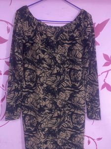 Patterned Long Sleeve Mini Dress