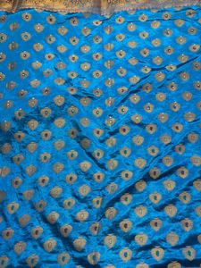 Blue &amp; Gold Silk Saree with Blouse