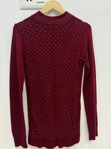 Elegant Burgundy Knit Dress