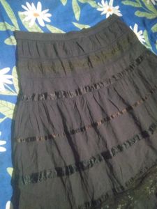 Black Tiered Skirt with Embellishments