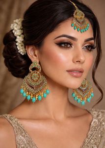 Mint Green Earrings & Maang Tikka Set
