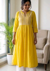 Yellow Embroidered Kurta