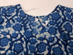 Indigo Printed Cotton short  Kurti