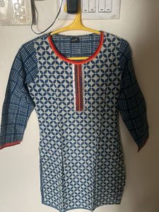 Blue Geometric Print Kurta