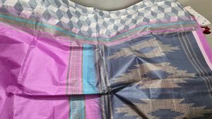 Elegant Pink Silk Saree without blouse