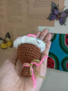 Crocheted Flower Keychain Charm