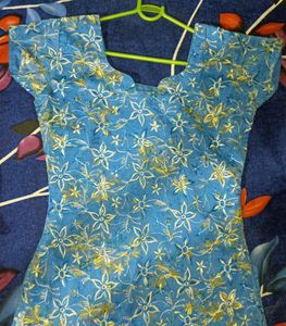 Blue Embroidered Kurtti