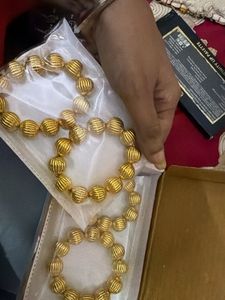 Elegant Gold Tone Beaded Bracelets (Set of 2)
