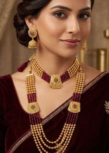 Unused Exquisite Gold and Ruby Necklace Set