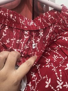 With Tag Red floral Printed co-ord Set
