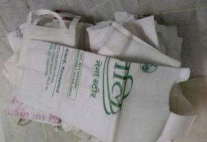 Pack Of Red And White Cloth Bags