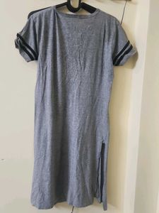Grey T-shirt Dress with "Trust" Print