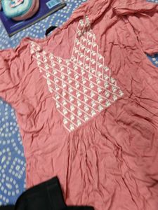 Pink Kurti 34-36 with Black Pants