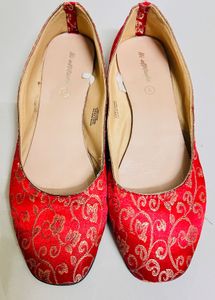 Partywear Red Brocade Ballet Flats