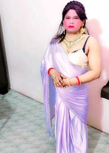 Lilac Satin Saree with Embellished Border