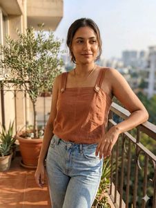 Orange Square Neck Tank Top