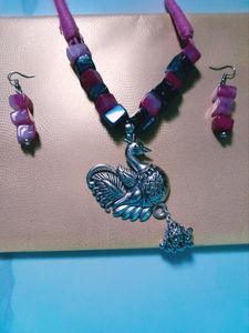 Pink And Black Chemical Beads Jewelry.
