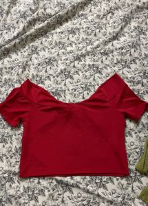 Red Off-Shoulder Twist Top