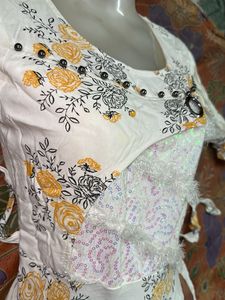 White Floral Print Gown
