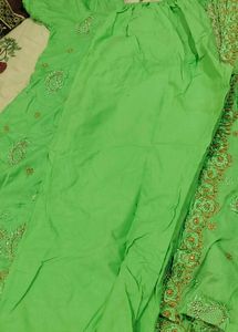 plus size Lime Green Embroidered Suit Set