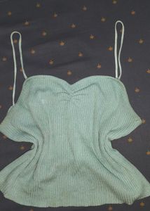 Ribbed Crop Top with Spaghetti Straps