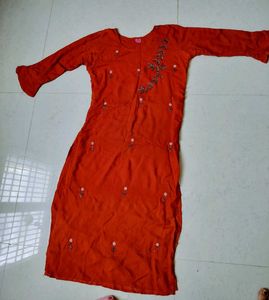 Orange Kurta with Pants sarara