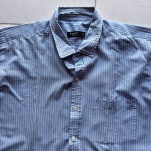 Men's Blue Striped Button-Down Shirt