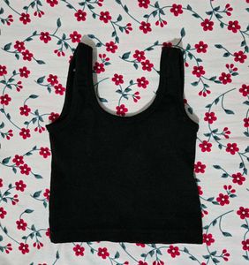 Black Ribbed Crop Tank Top