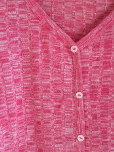 Pink Textured Button-Up Top