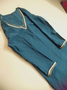 Teal Kurta with Gold Trim