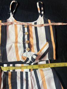 Striped Crop Top &amp; Palazzo Set