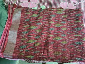 Maroon Printed  Blend Saree