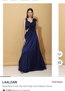 Royal Blue Crop Top  Saree