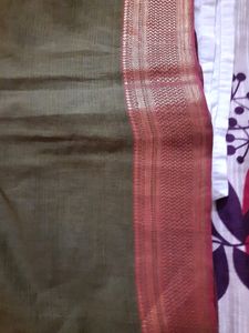 Olive Green Soft Cotton Saree